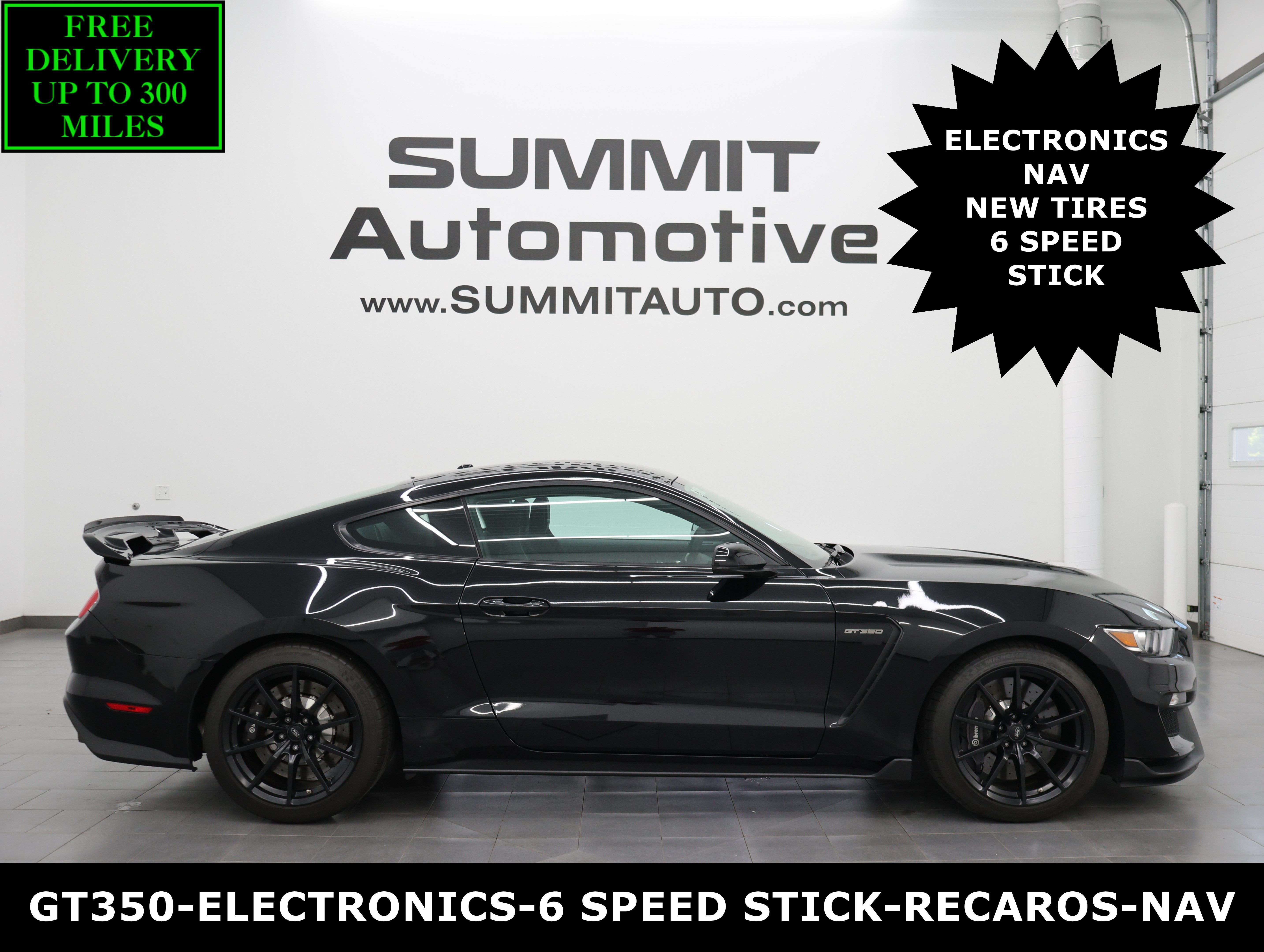 Used 2018 Shadow Black Ford GT350: GT350-ELECTRONICS-6 SPEED MANUAL-NAV-RECAOR SEATS-NEW TIRES image 1