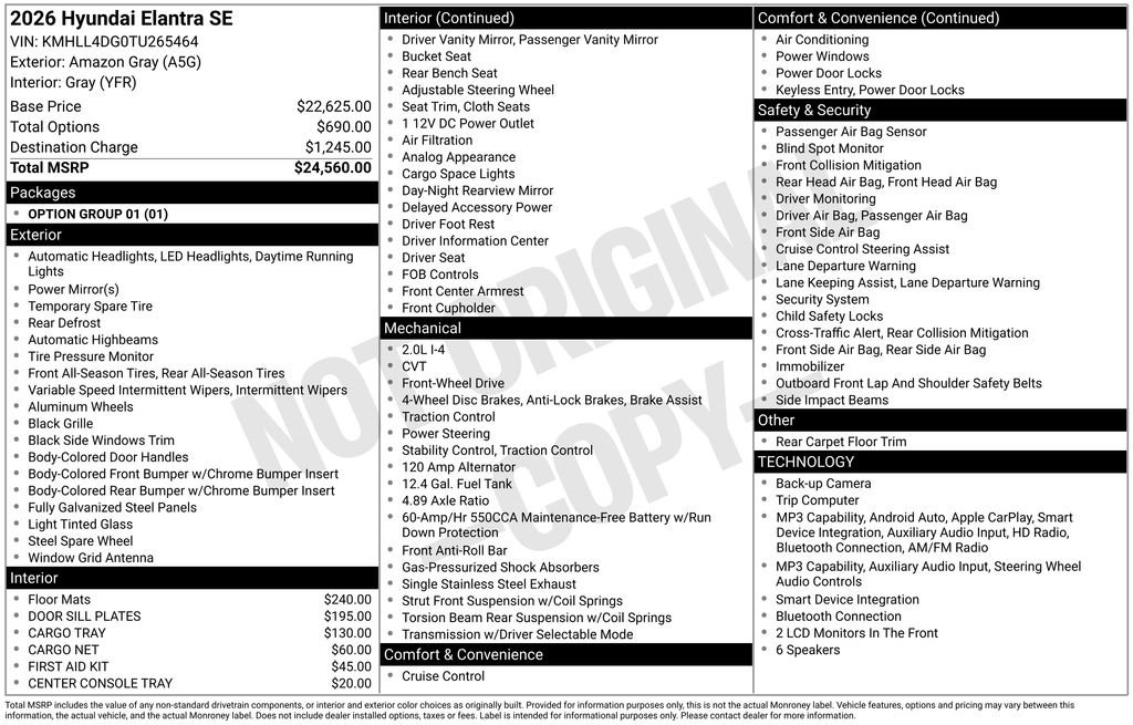 New 2026 Gray Hyundai SE image 23