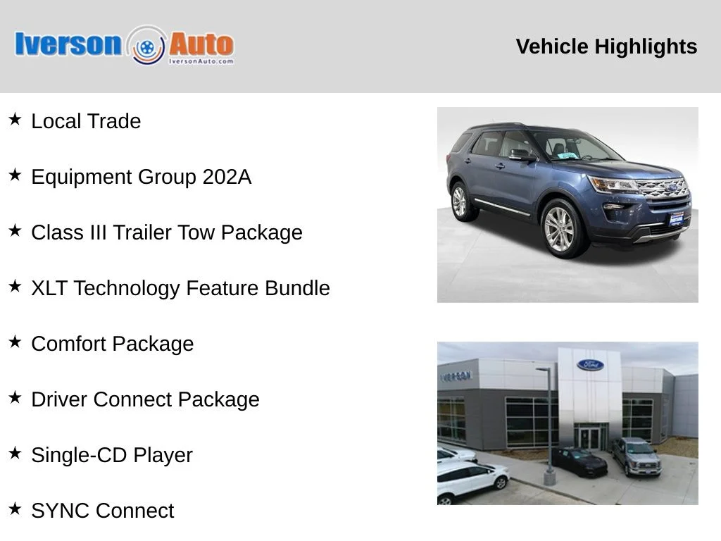 Used 2018 Ford Explorer XLT with VIN 1FM5K8D87JGB09168 for sale in Huron, SD