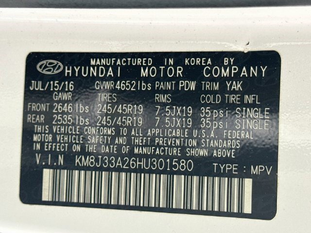 Used 2017 Dazzling White Hyundai Limited image 36