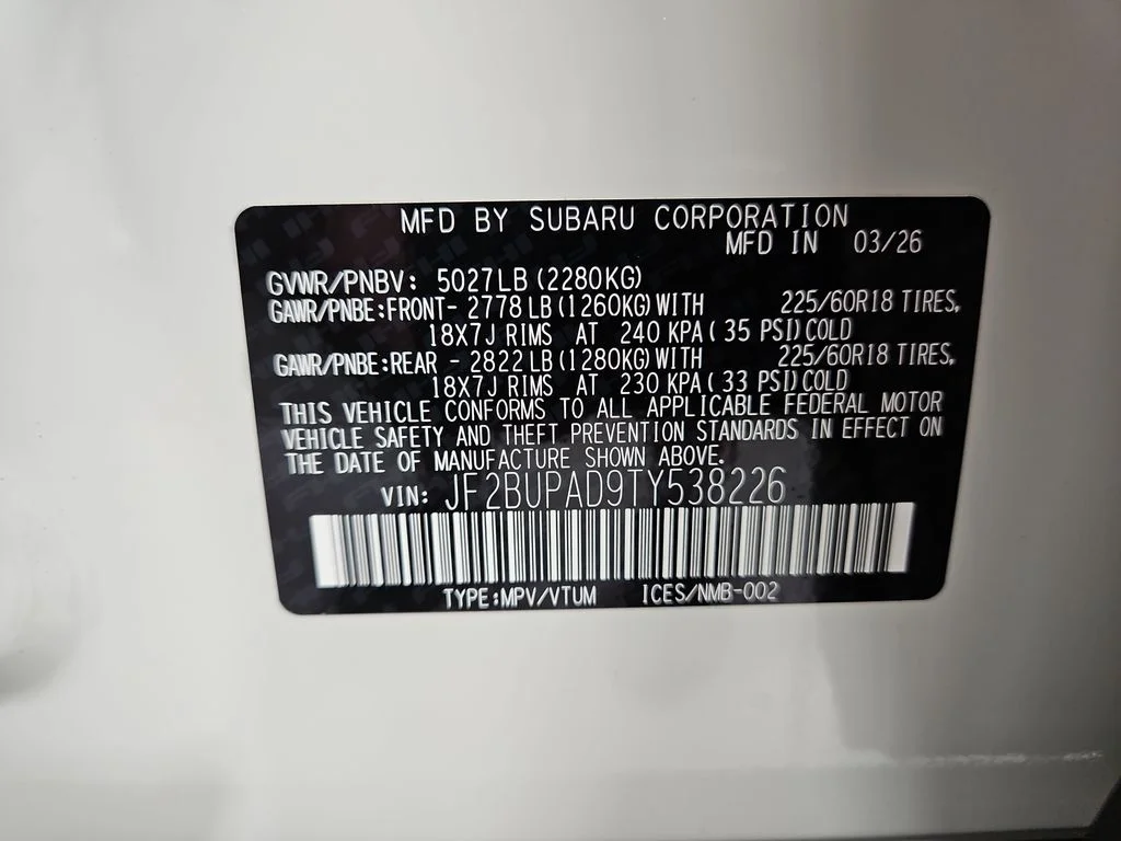 New 2026 CRYSTAL WHITE PEARL Subaru Premium image 28