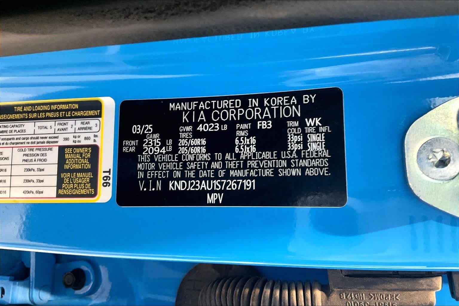 Used 2025 Surf Blue w/Black Roof Kia S image 30