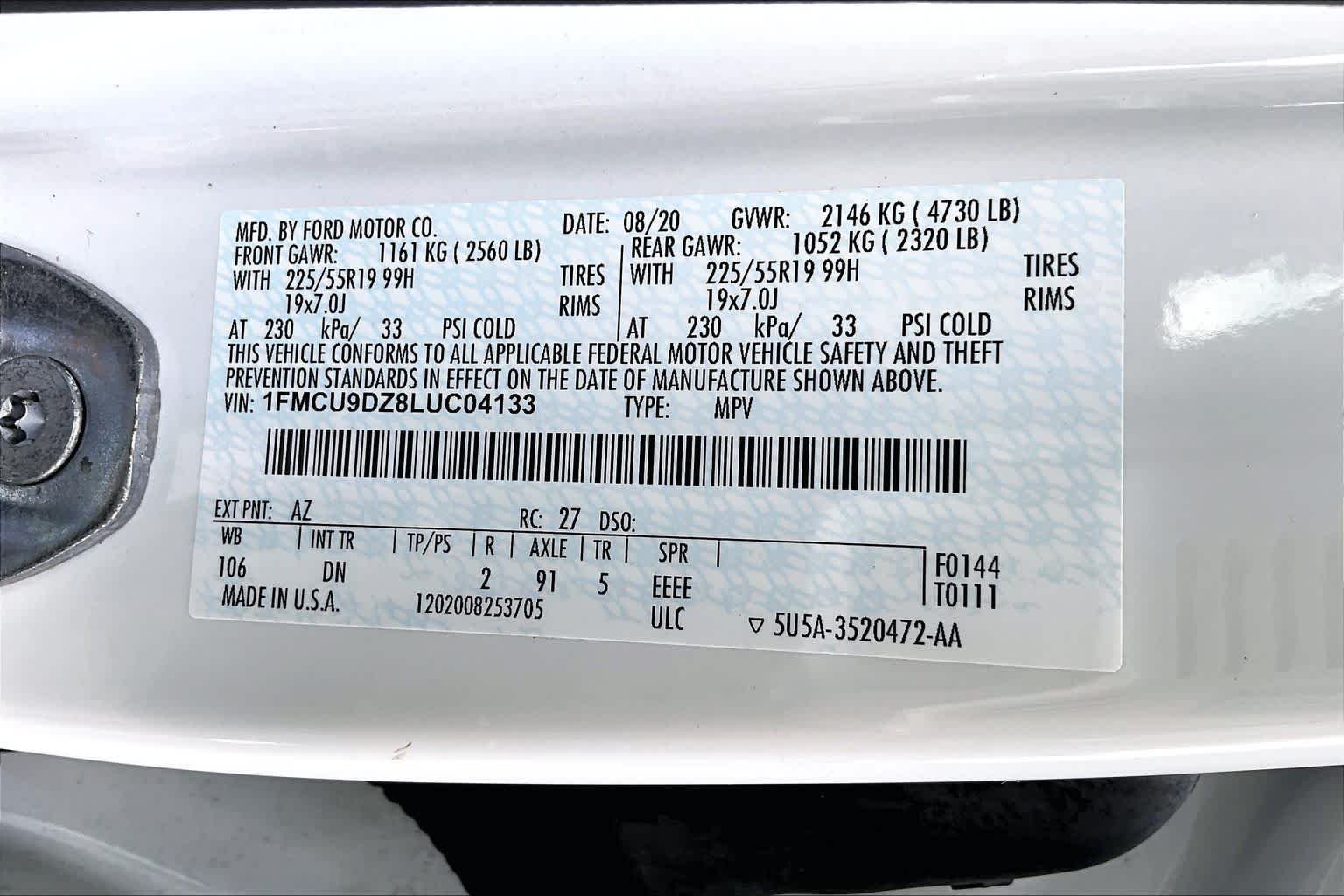 Used 2020 Star White Metallic Tri-Coat Ford Titanium Hybrid image 32