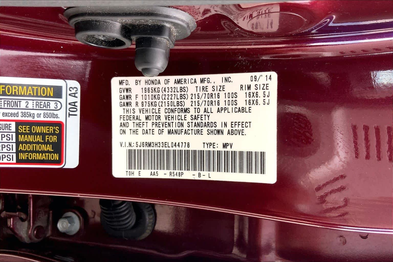 Used 2014 Basque Red Pearl II Honda LX image 36