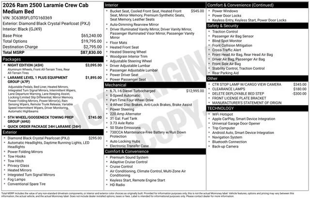 New 2026 Diamond Black Crystal Pearl-Coat Exterior Paint RAM Laramie image 19