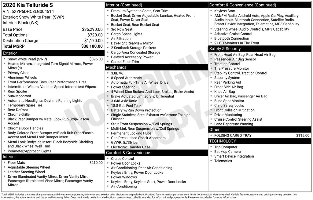 Used 2020 White Kia S image 2