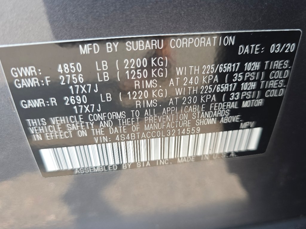 Certified Used 2020 Magnetite Gray Metallic Subaru Premium image 35