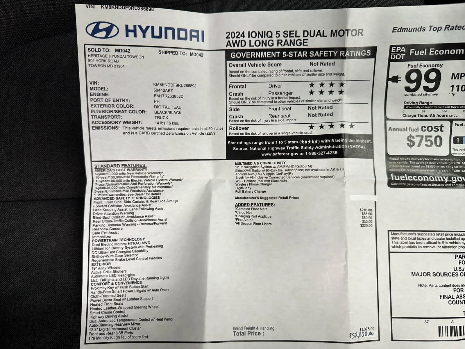 Used 2024 Digital Teal Hyundai SEL image 37