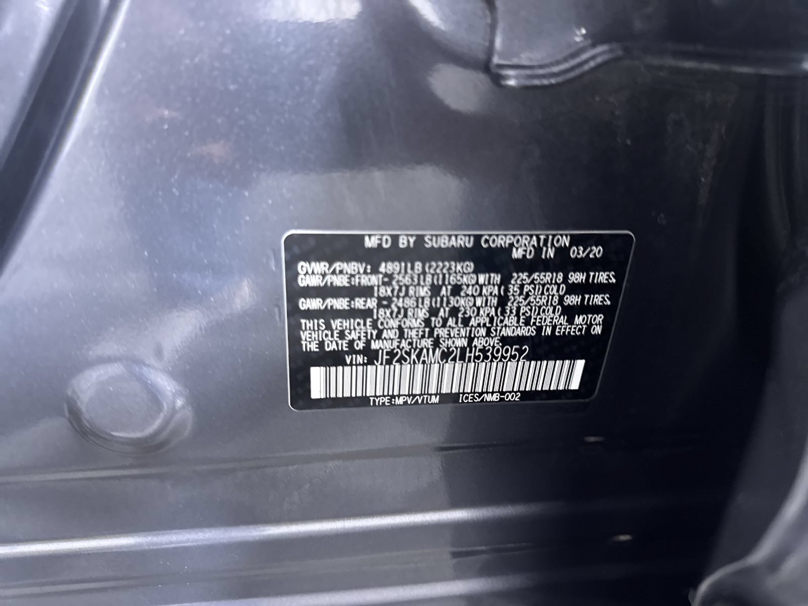Used 2020 Magnetite Gray Metallic Subaru Sport image 11