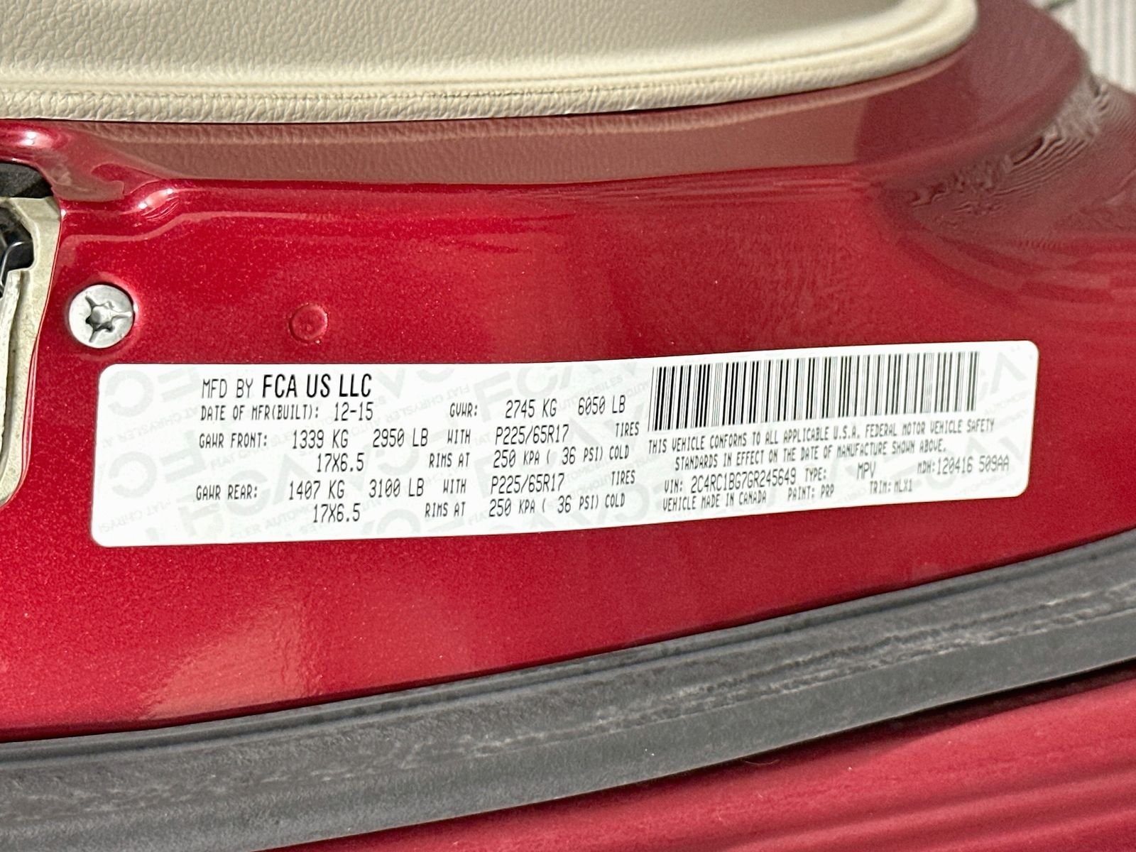 Used 2016 Deep Cherry Red Crystal Pearlcoat Chrysler Touring image 33