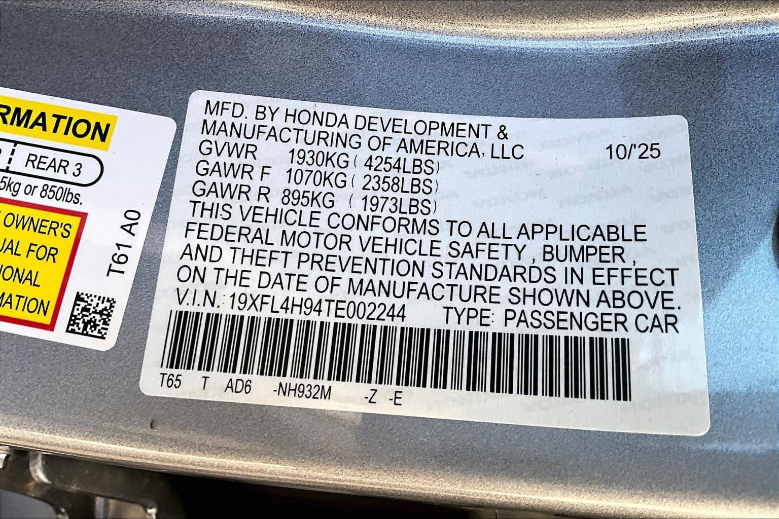 Certified Used 2026 Solar Silver Metallic Honda FWD Touring Hybrid image 33