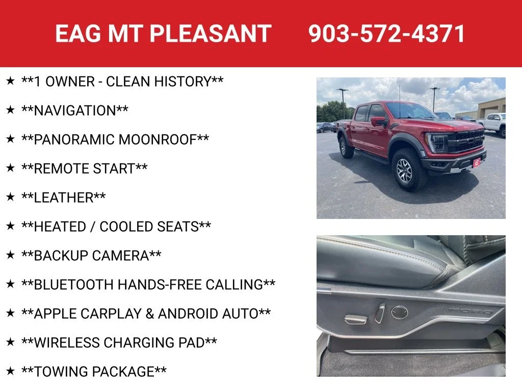 Used 2023 Rapid Red Metallic Tinted Clearcoat Ford Raptor image 4