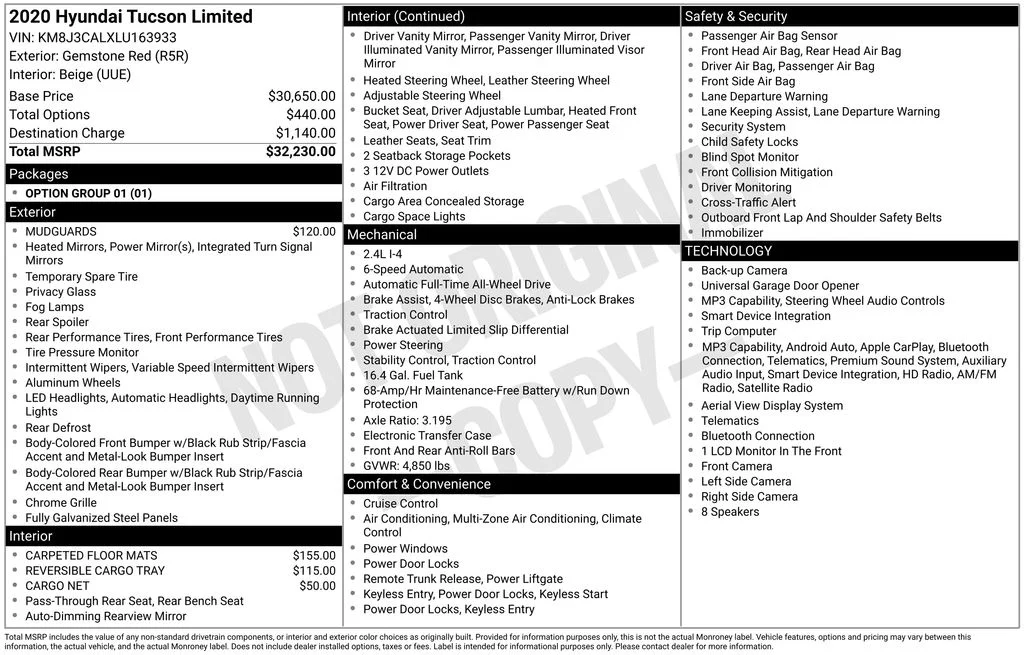 Used 2020 Red Hyundai Limited image 2
