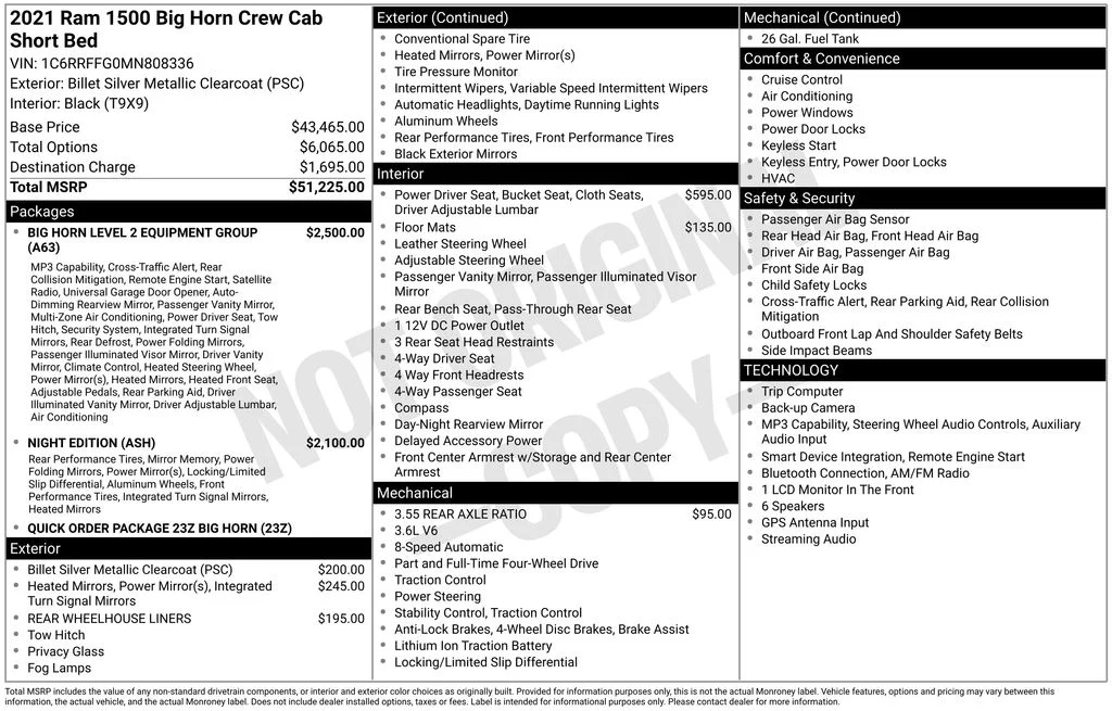 Used 2021 RAM Ram 1500 Pickup Big Horn/Lone Star with VIN 1C6RRFFG0MN808336 for sale in Elk River, Minnesota