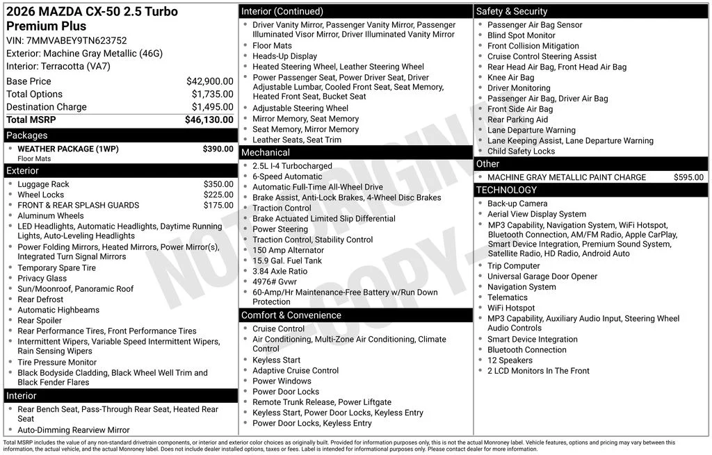 New 2026 Gray Mazda 2.5 Turbo Premium Plus image 2