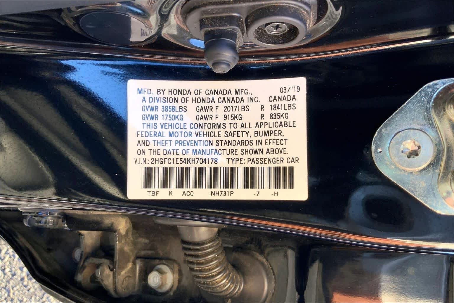 Used 2019 Crystal Black Pearl Honda  image 29