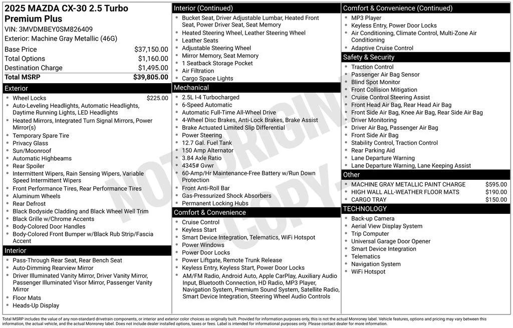 Used 2025 Gray Mazda 2.5 Turbo Premium Plus Package w/Premium Plus Package image 3