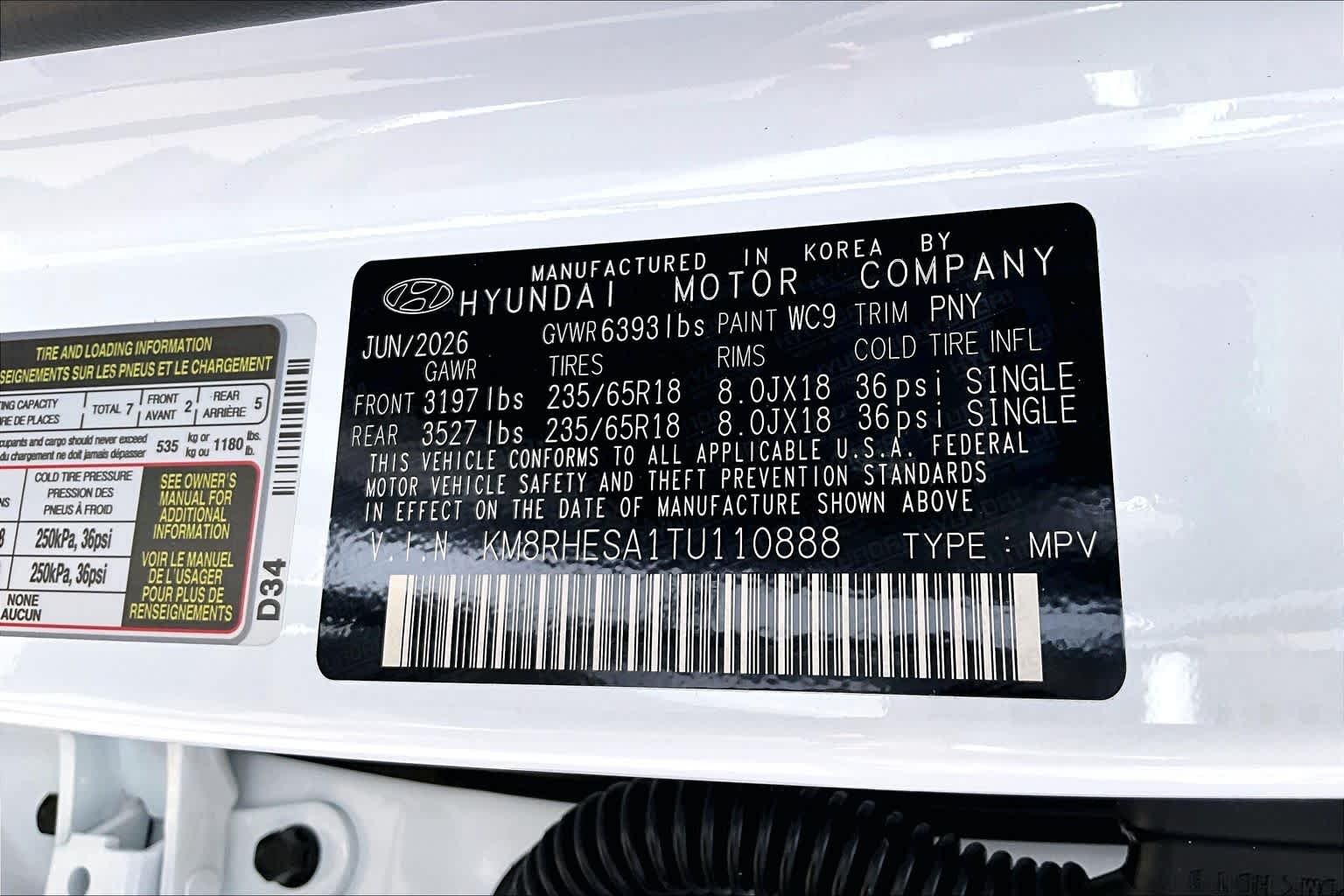 New 2026 Creamy White Pearl Hyundai SEL Premium 7P image 21