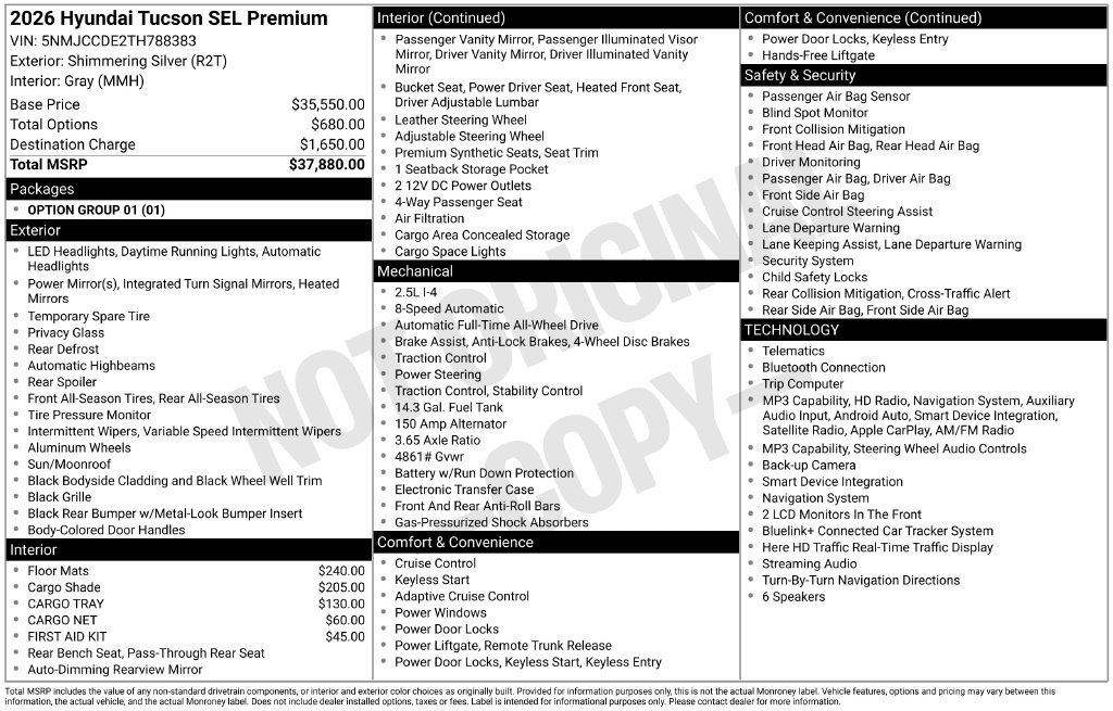 New 2026 Silver Hyundai SEL Premium image 6