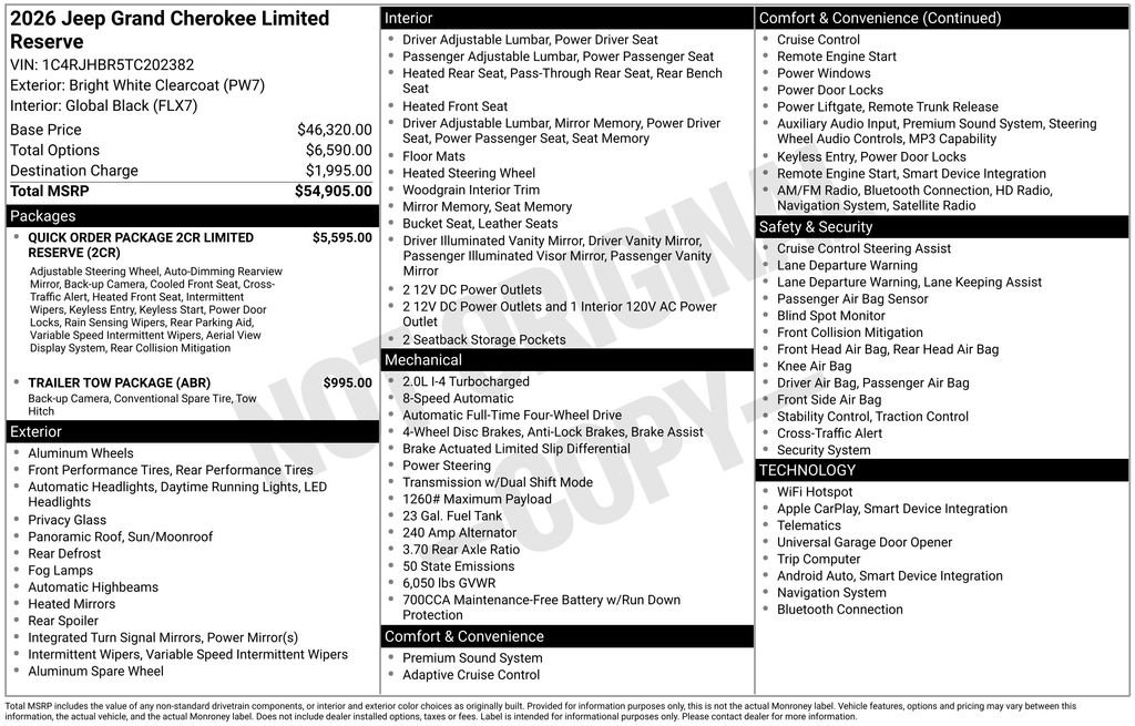 New 2026 Bright White Clear-Coat Exterior Paint Jeep Limited Reserve image 28