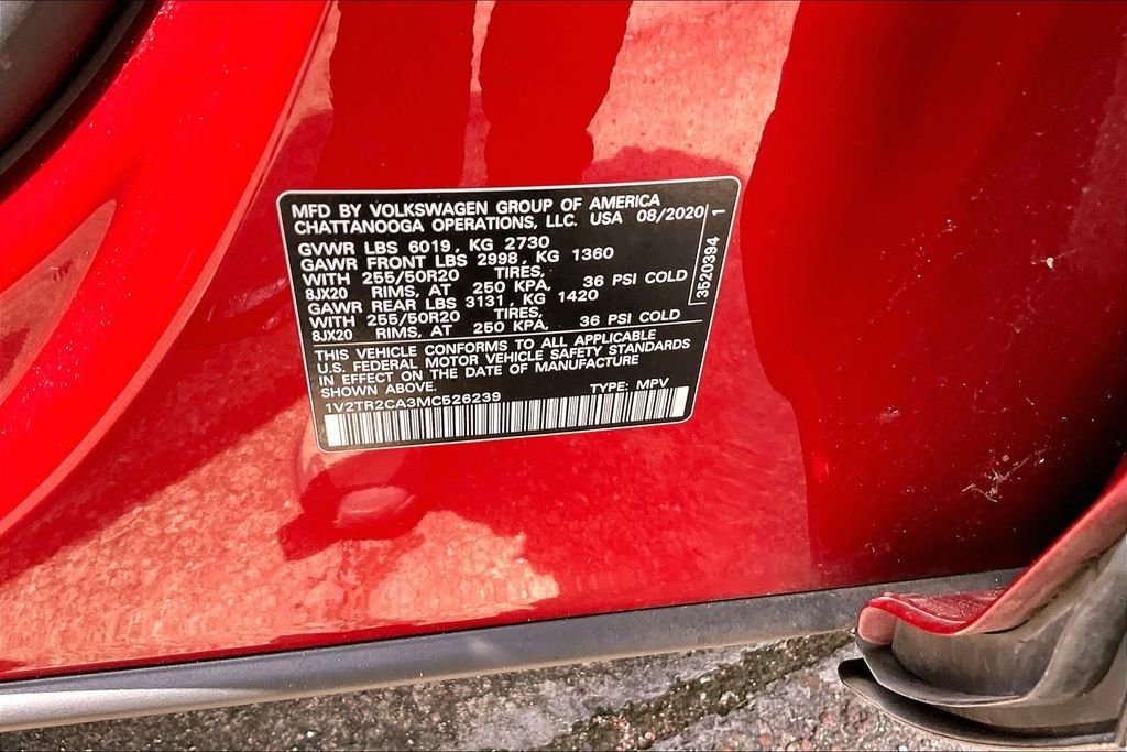 Certified Used 2021 Aurora Red Metallic Volkswagen SEL Premium image 16