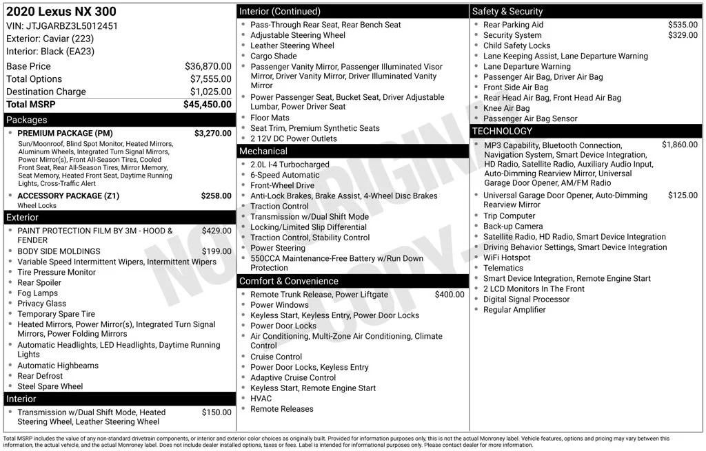 Used 2020 Black Lexus 300 Base image 6