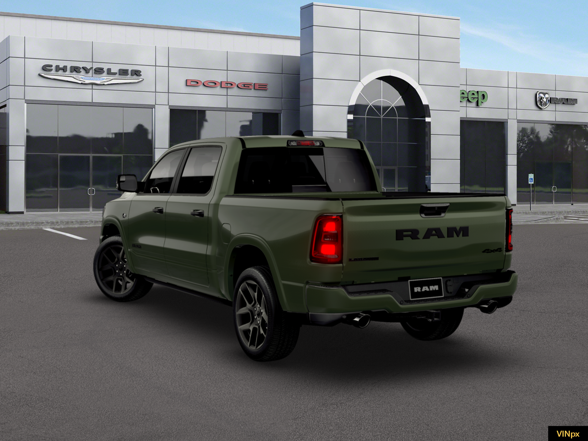 New 2026 Serrano-Green Metallic Exterior Paint RAM Laramie Crew Cab 4x4 57