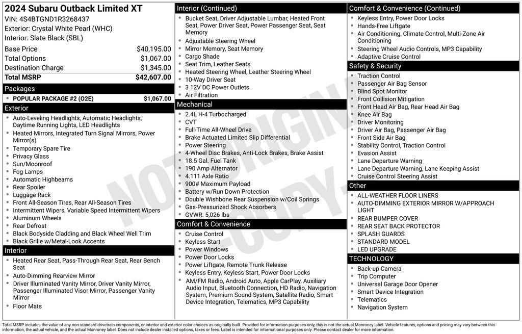 Used 2024 White Subaru Limited XT image 5