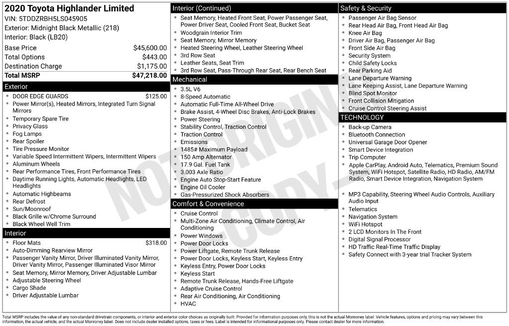 Used 2020 Black Toyota Limited image 6