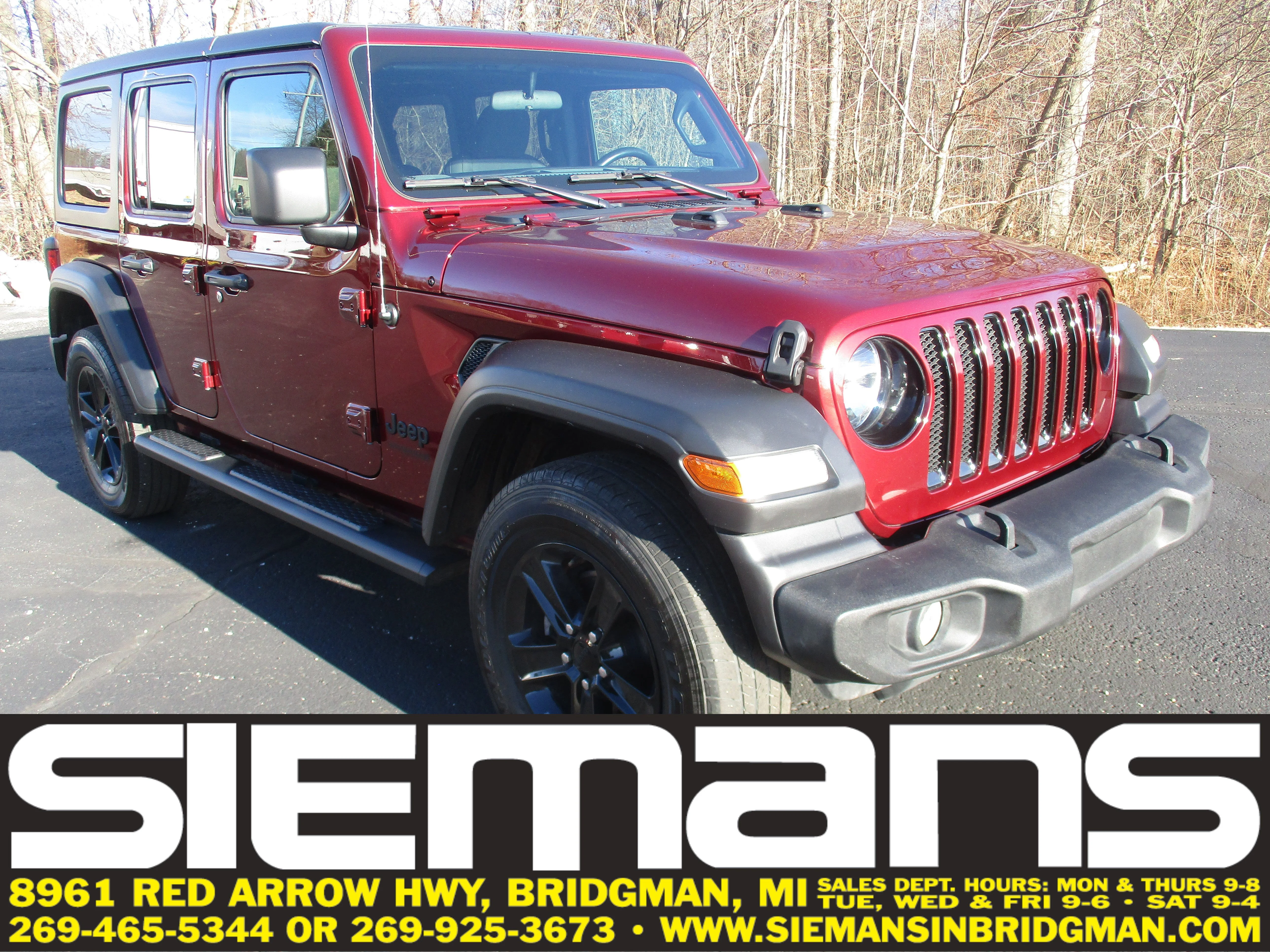 Used 2021 Snazzberry Pearlcoat Jeep Unlimited Sport Altitude image 1