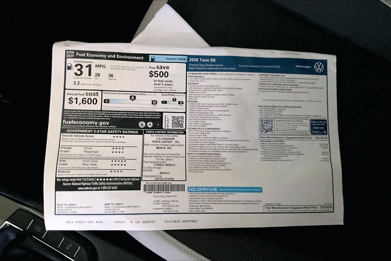 New 2026 Platinum Gray Metallic Volkswagen 1.5T SE image 20