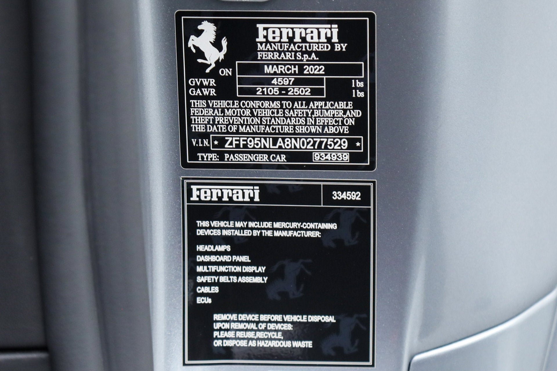 Certified Used 2022 Grigio Titanio Ferrari  image 50