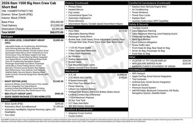 New 2026 Silver Zynith Exterior Paint RAM BIG HORN image 35