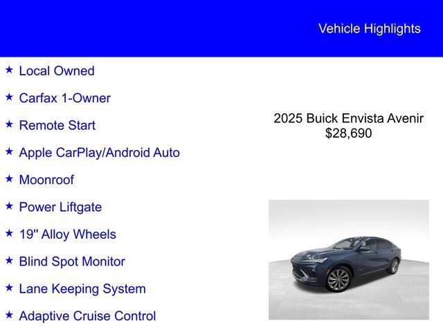 Certified Used 2025 Ocean Blue Metallic Buick Avenir image 2