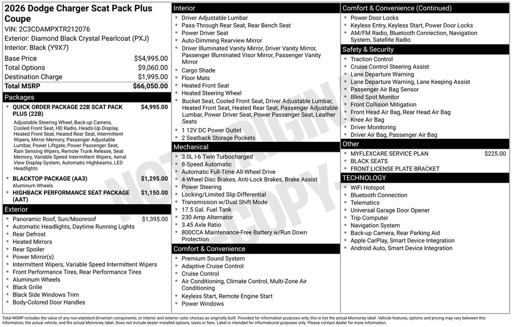 New 2026 Diamond Black Crystal Pearlcoat Dodge Scat Pack Plus image 6