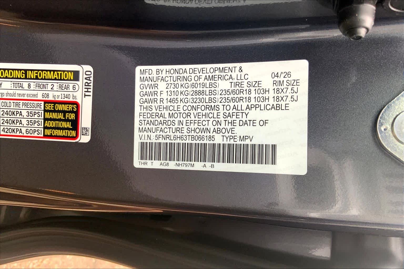 New 2026 Modern Steel Metallic Honda EX-L image 19
