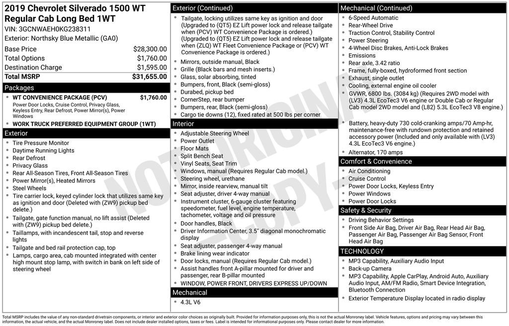 Used 2019 Blue Chevrolet WT image 8