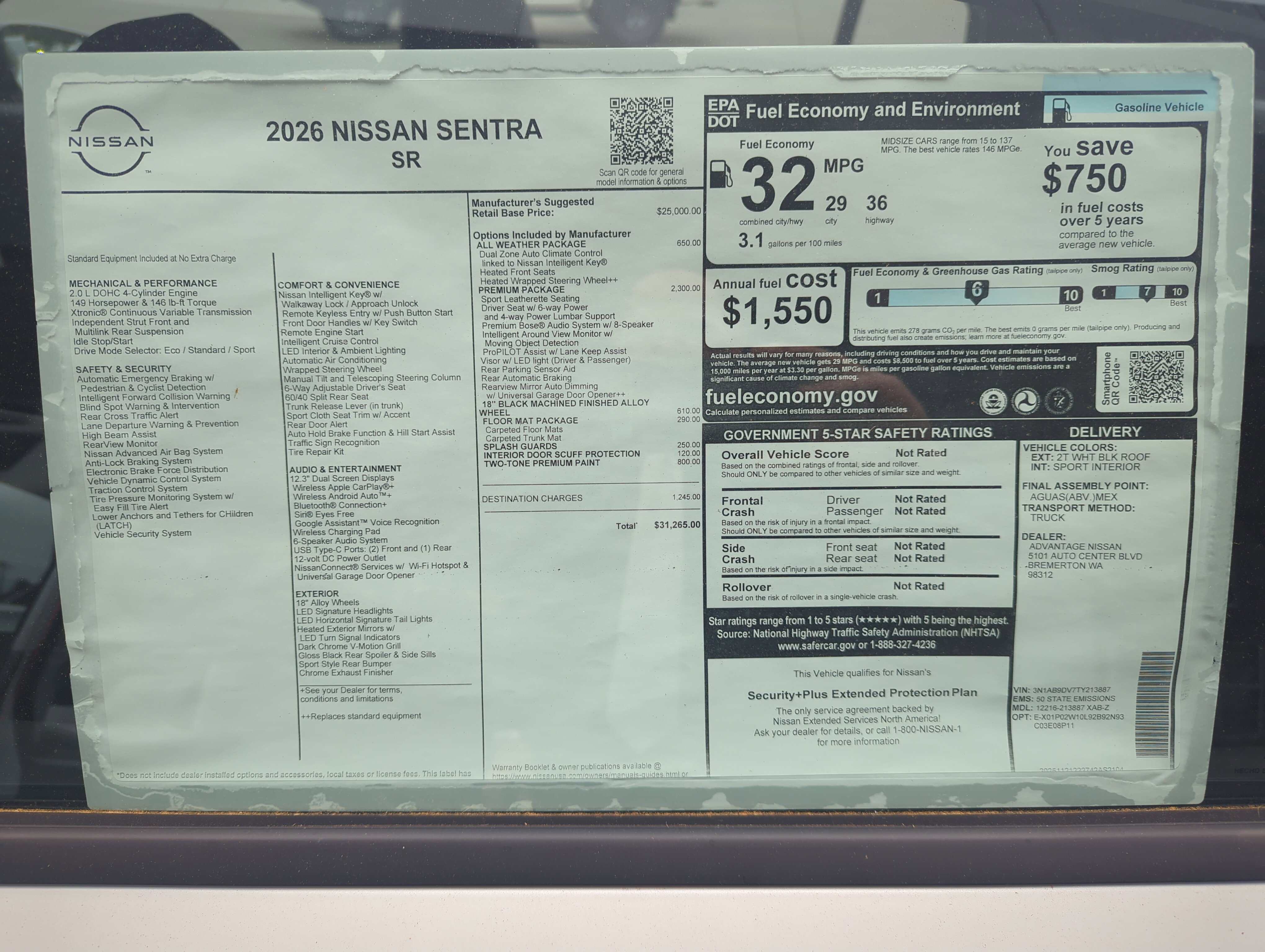 New 2026 Aspen White Tricoat/Super Black Nissan SR image 29