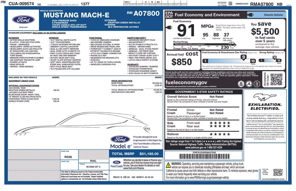 Used 2024 Green Metallic Ford Premium image 2