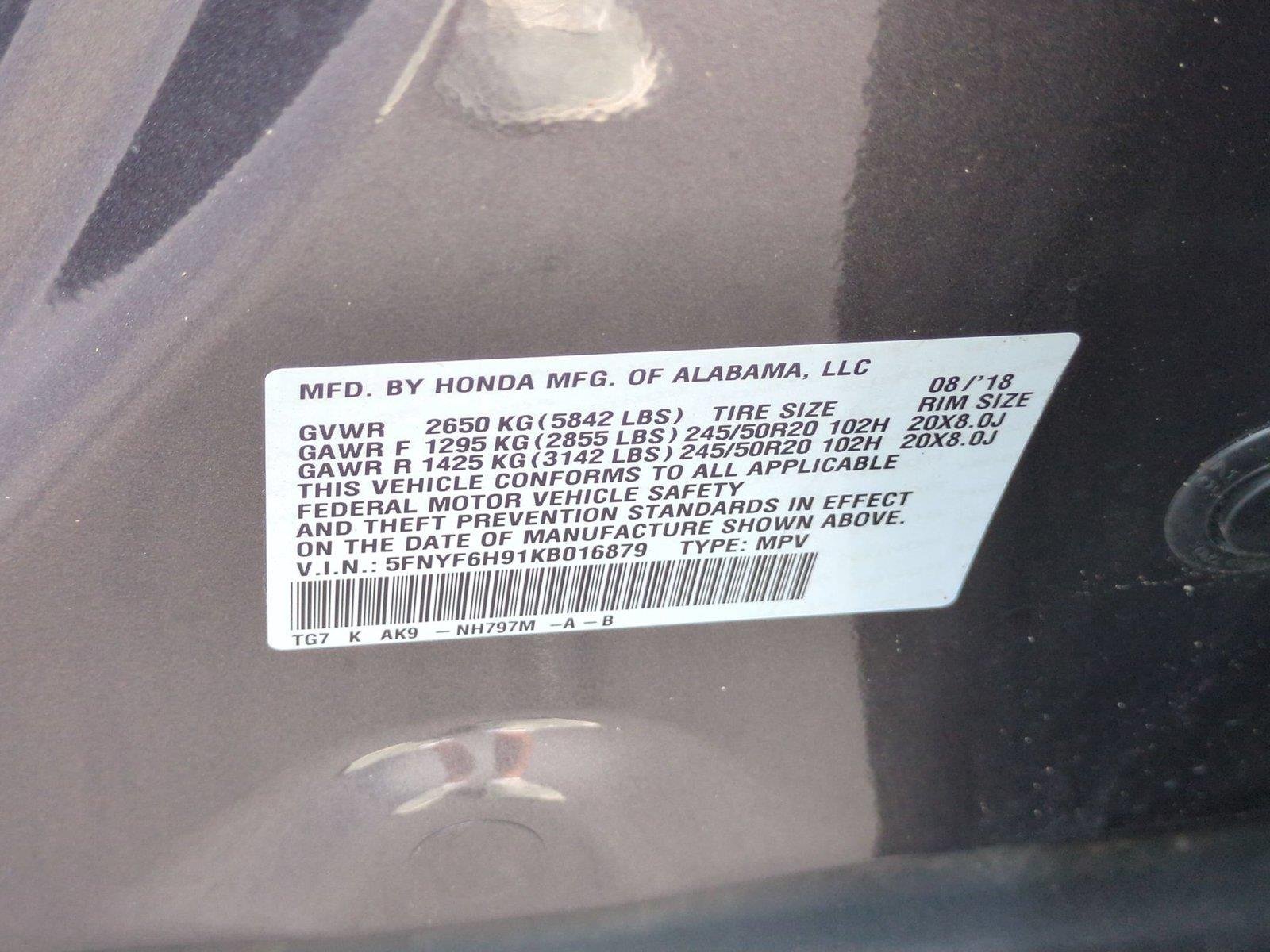 Used 2019 Modern Steel Metallic Honda Touring 8-Passenger image 44