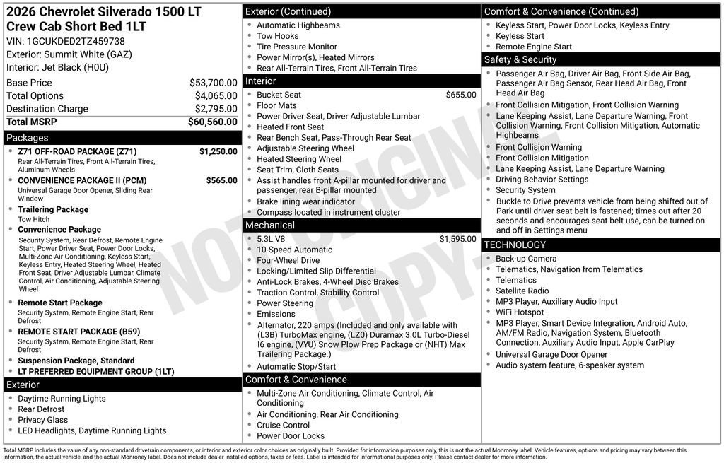 New 2026 Summit White Chevrolet LT image 5