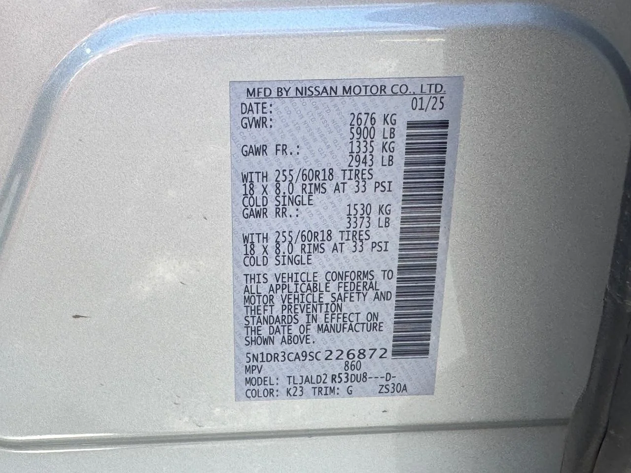 Used 2025 Brilliant Silver Metallic Nissan SL image 29