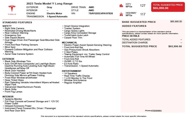Used 2023 Gray Tesla Long Range image 3
