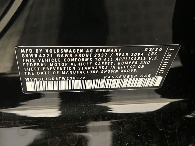 New 2026 Black Volkswagen 2.0T SE image 22