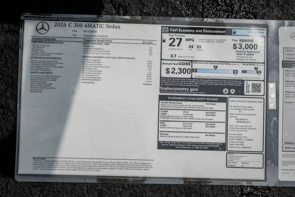 New 2026 Polar White Mercedes-Benz C 300 image 55