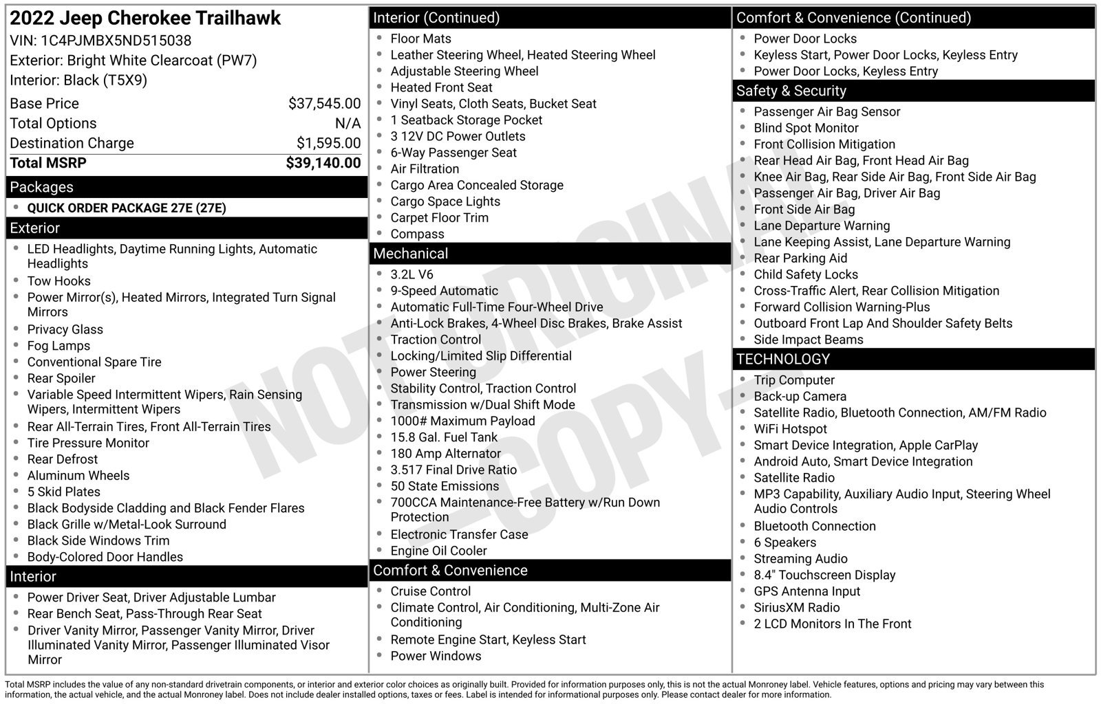 Used 2022 White Jeep Trailhawk image 35