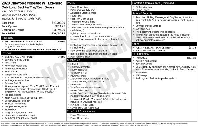 Used 2020 White Chevrolet Work Truck image 3