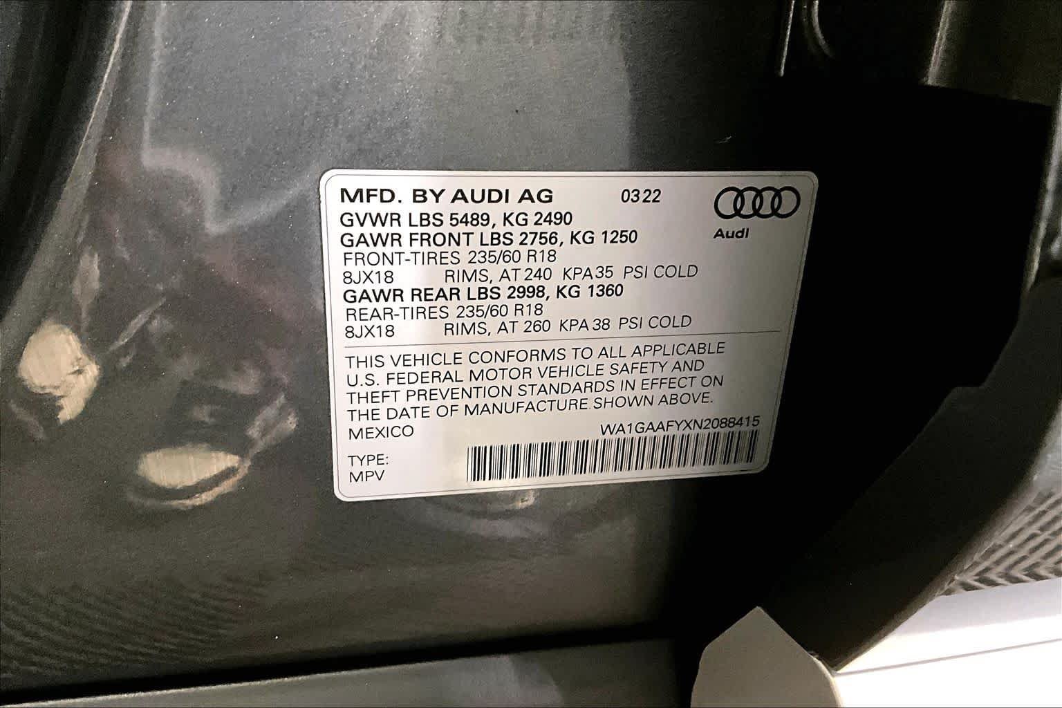 Used 2022 Daytona Gray Pearl Effect Audi S line Premium image 34