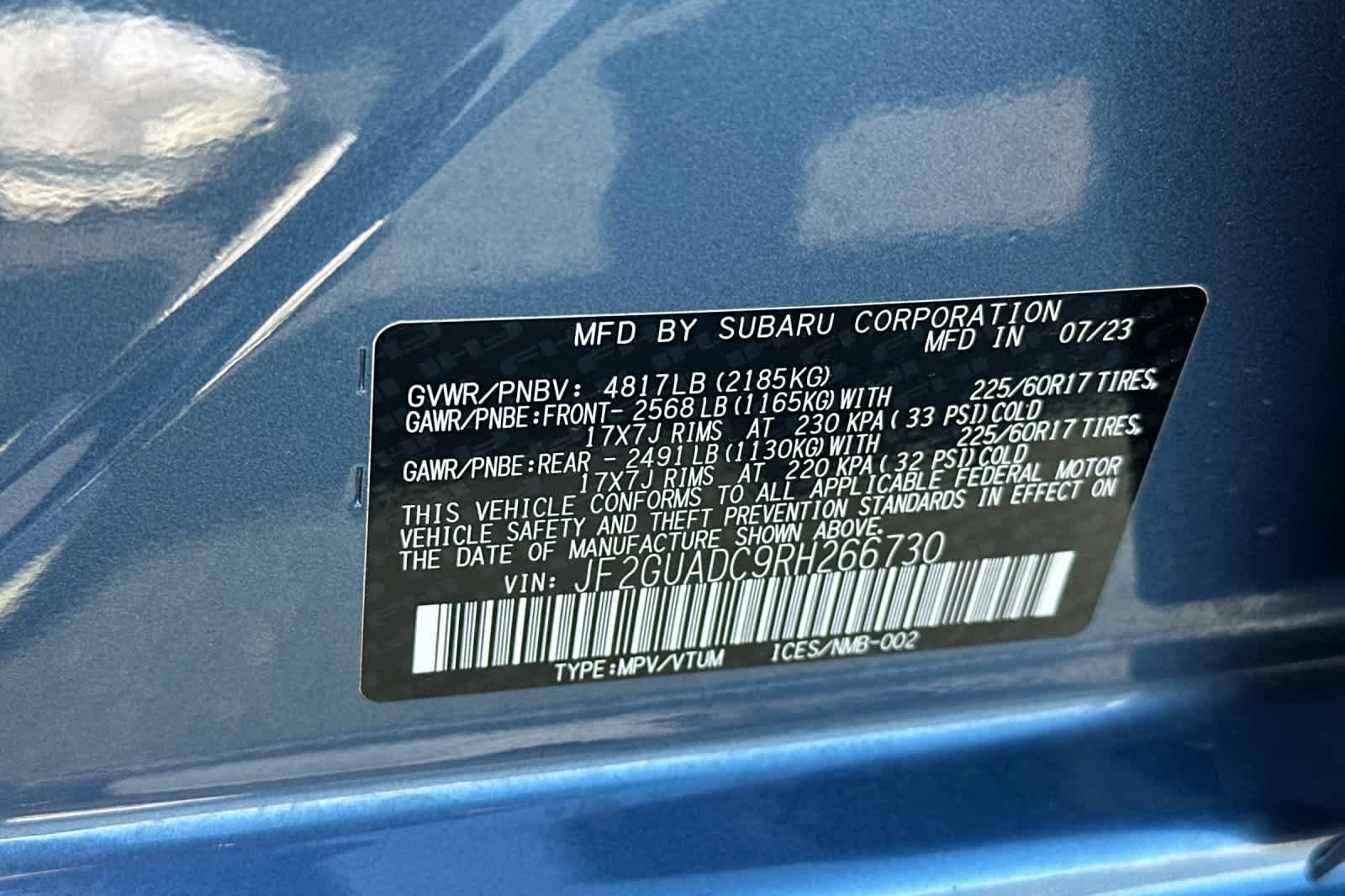 Used 2024 Horizon Blue Pearl Subaru Premium image 34