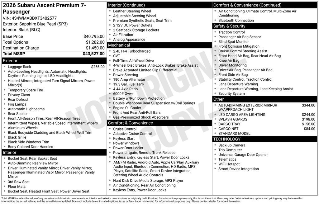2026 Subaru Ascent Premium - Photo 43